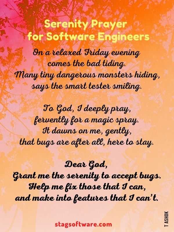 Serenity prayer for Software Engineers
